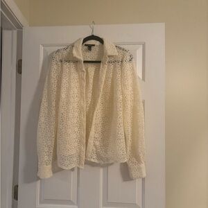 Cream Lace Women's Top Flower Design